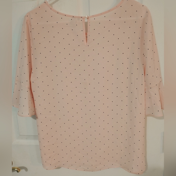 Elle Light Pink Sheer Blouse with Dots Women's Size Medium - Picture 4 of 4